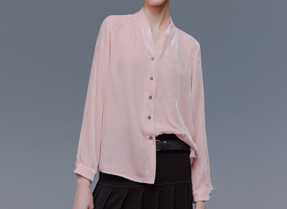edoa Silk Velvet Spring Blouse