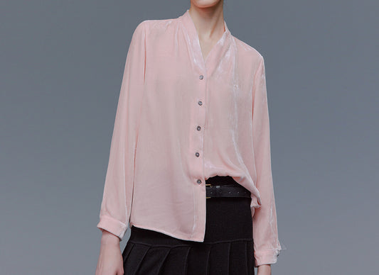 edoa Silk Velvet Spring Blouse