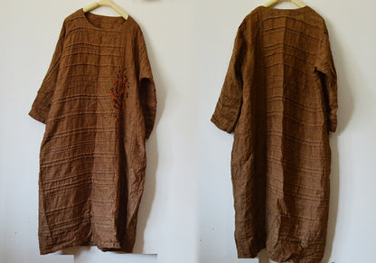 Yarn Dyed Linen Pintucked Dress dr0231 798