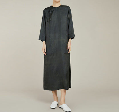 edoa Plant Dyed Silk Modified Qipao Dress