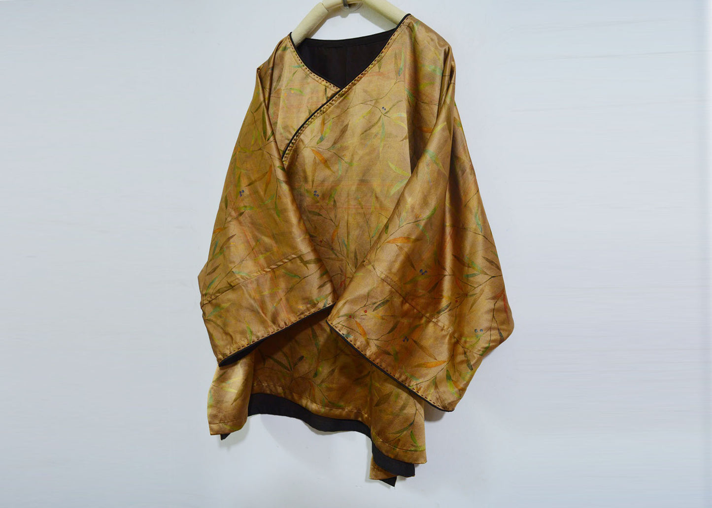 Super Loose Printed Mud Silk Charmeuse Pullover Top to0091 A883