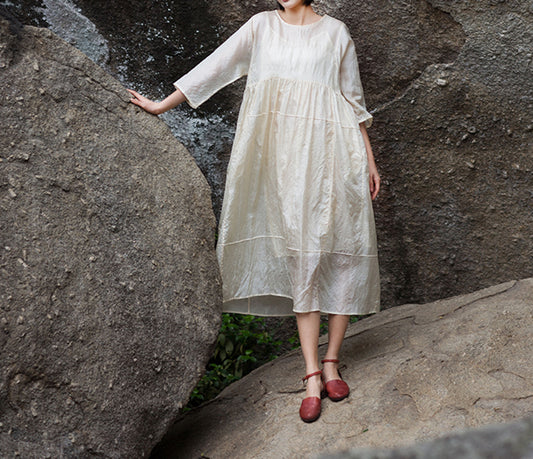 edoa Tussah Silk High Waist Dress