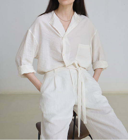 edoa Asymmetrical Dry Silk Shirt