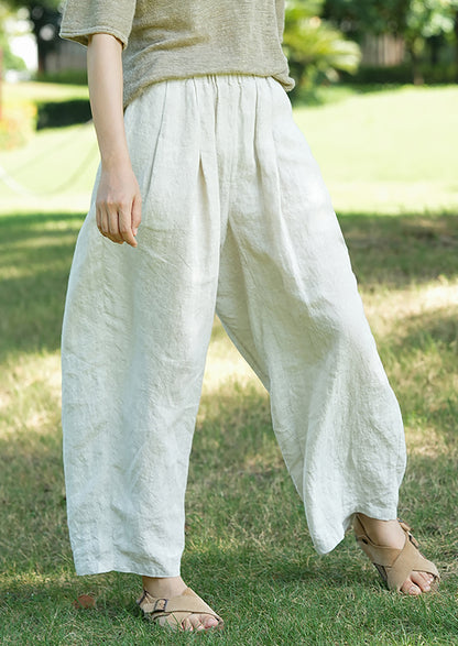 edoa Super Loose Flax Linen Tapered Pants