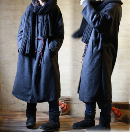 Free Size Boiled Wool Long Coat co0072 120