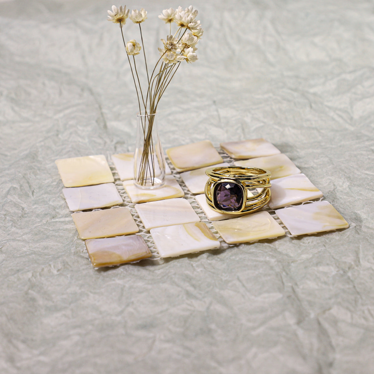 edoa Vinatge Wire Wrapping Square Amethyst Ring