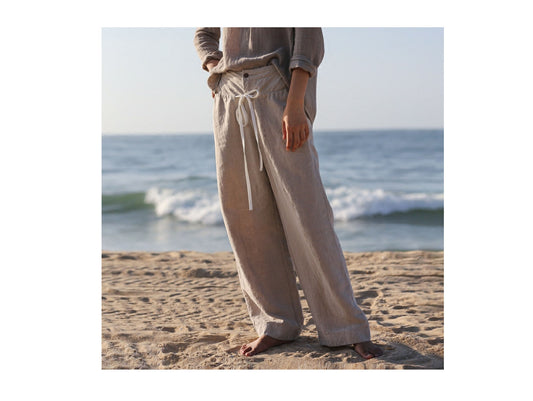 edoa Flax Linen Wide Leg Pants