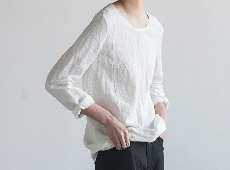White Heavy Weight Washed Linen tee to0265 B30