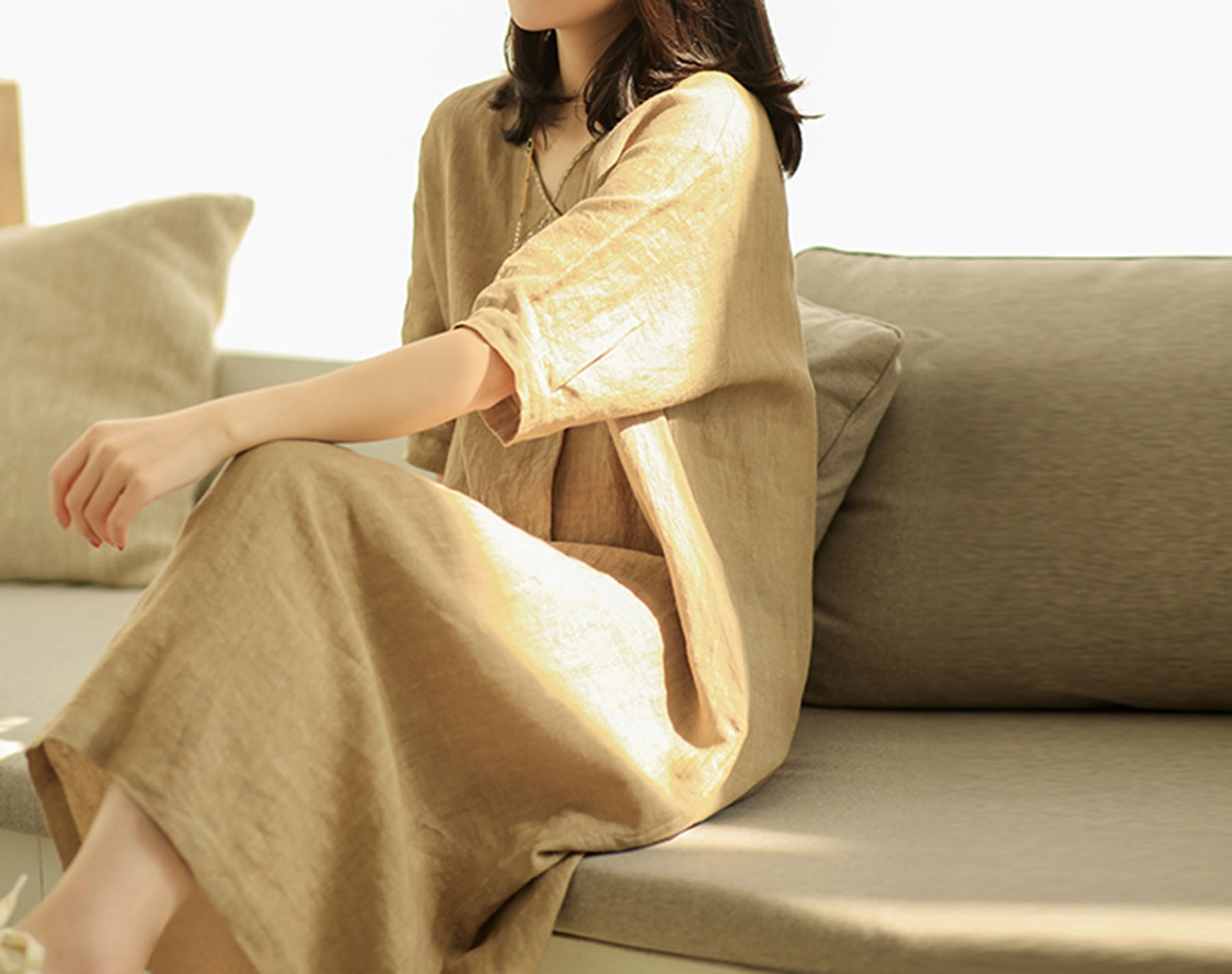 edoa Bronze A Line Linen Tunic