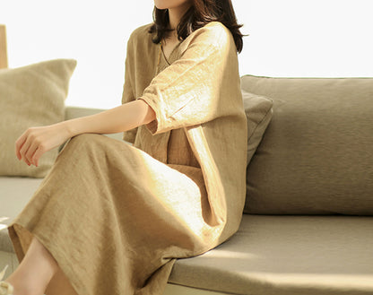 edoa Bronze A Line Linen Tunic