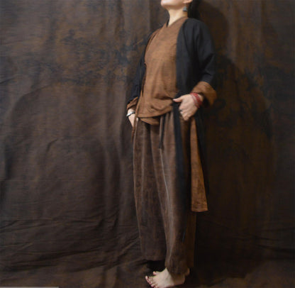 edoa Reversible Mud Tussah Silk Cardigan Coat
