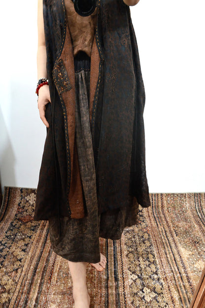 Reversible Mud Silk Jacquard Long Vest to0159 X153
