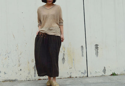edoa Mud Tussah Silk Skirt with Hand Embroidery 
