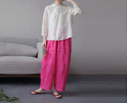 edoa High Counted Ramie Crop Pants