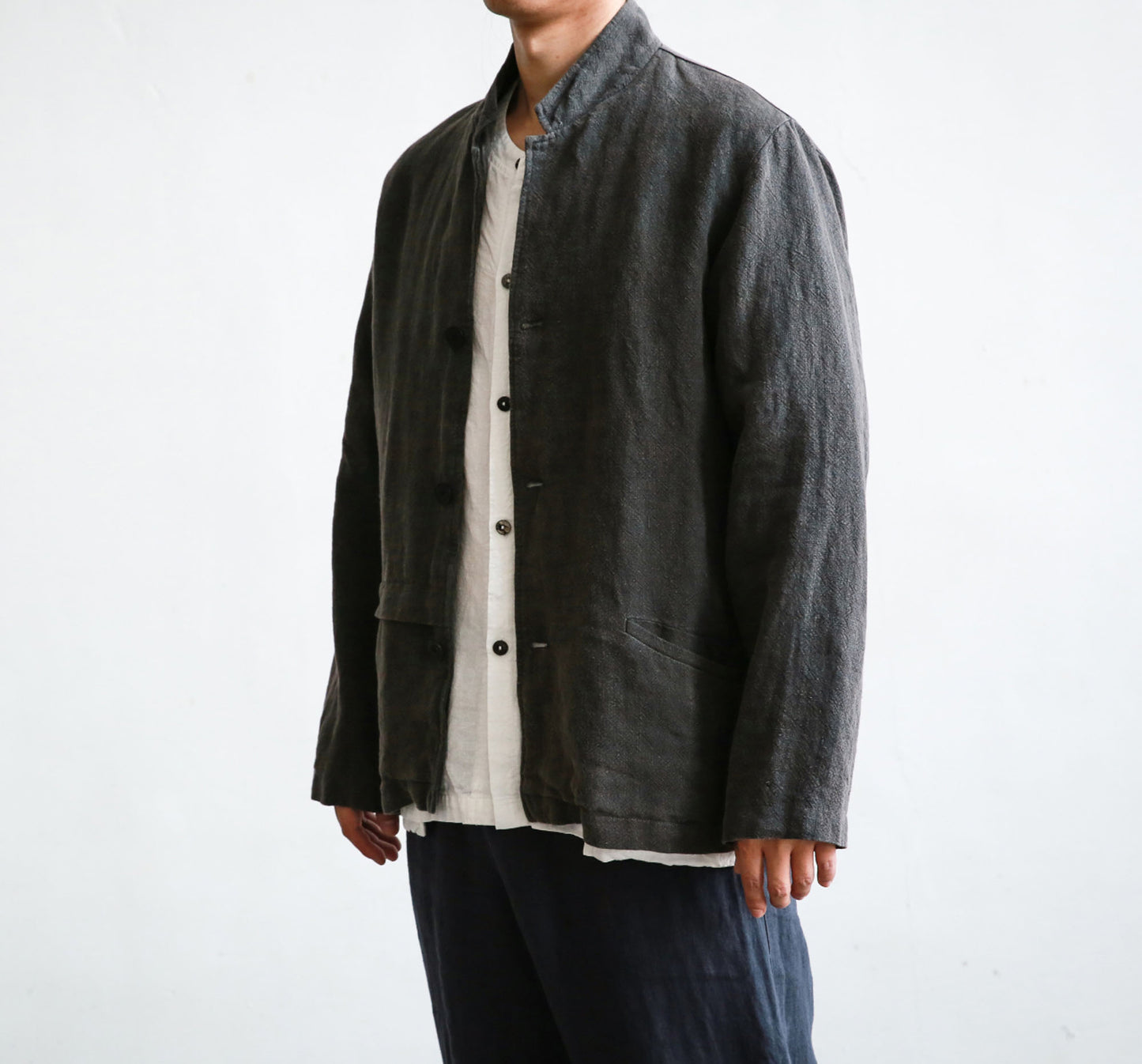 edoa Gray Washed Ramie Lined Jacket