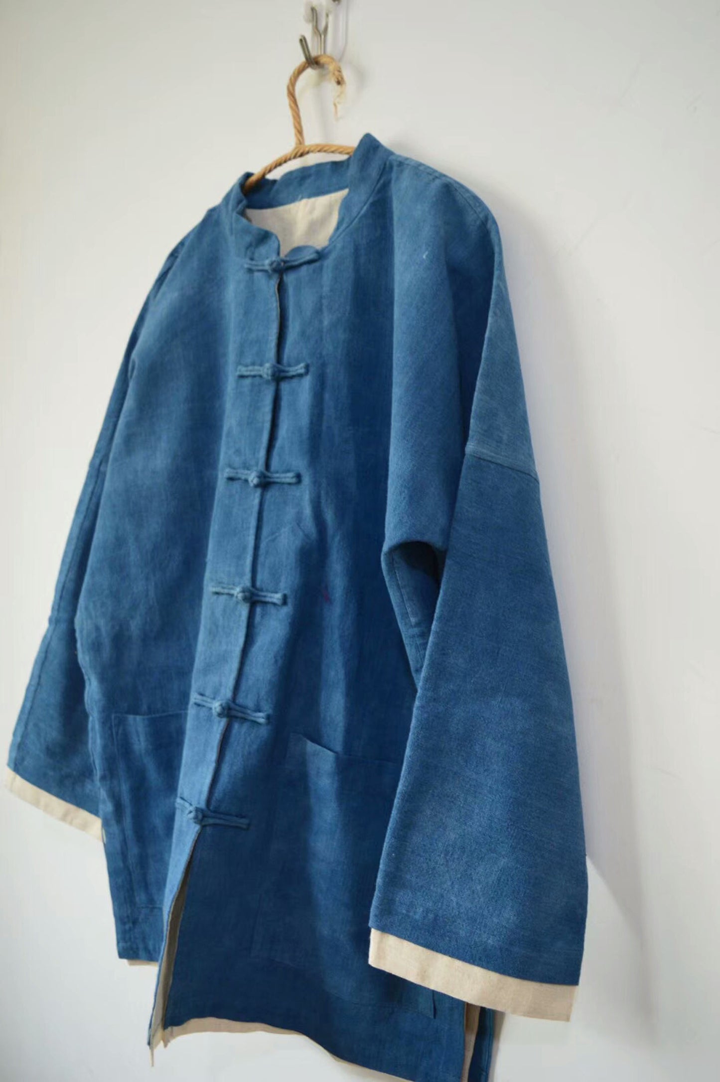 edoa Chinese Cheongsam Indigo Blue with Frog Buttons