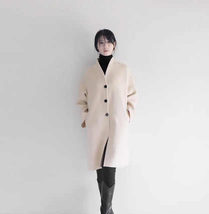 edoa white double faced wool coat