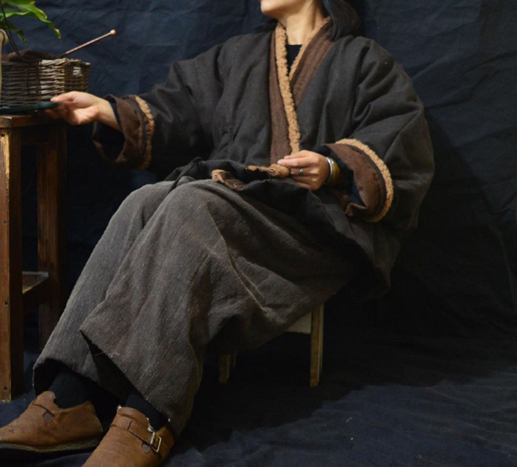 edoa Mud Tussah Silk down Pants