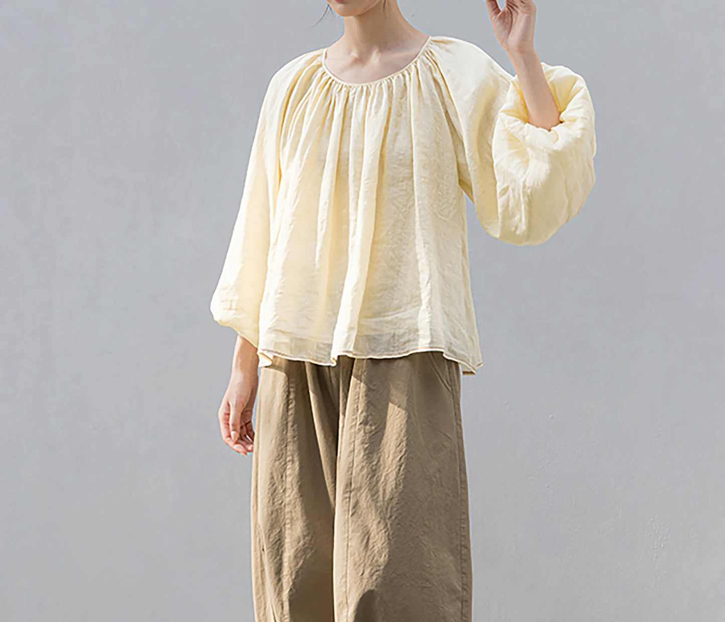 edoa Loose Fitting Double-layer Babydoll Shirt