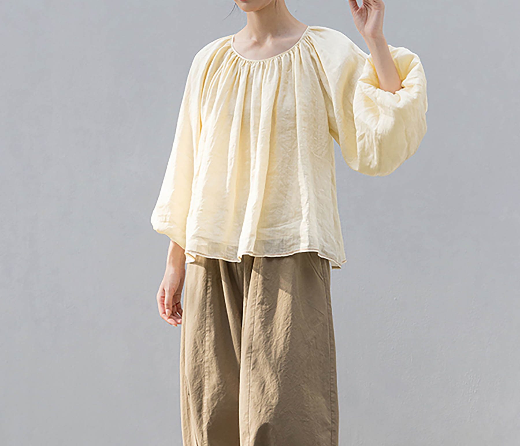 edoa Loose Fitting Double-layer Babydoll Shirt