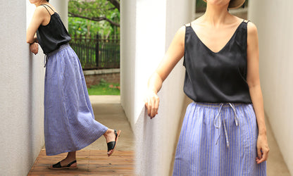 edoa Stone Washed Silk Satin V Neck Tank