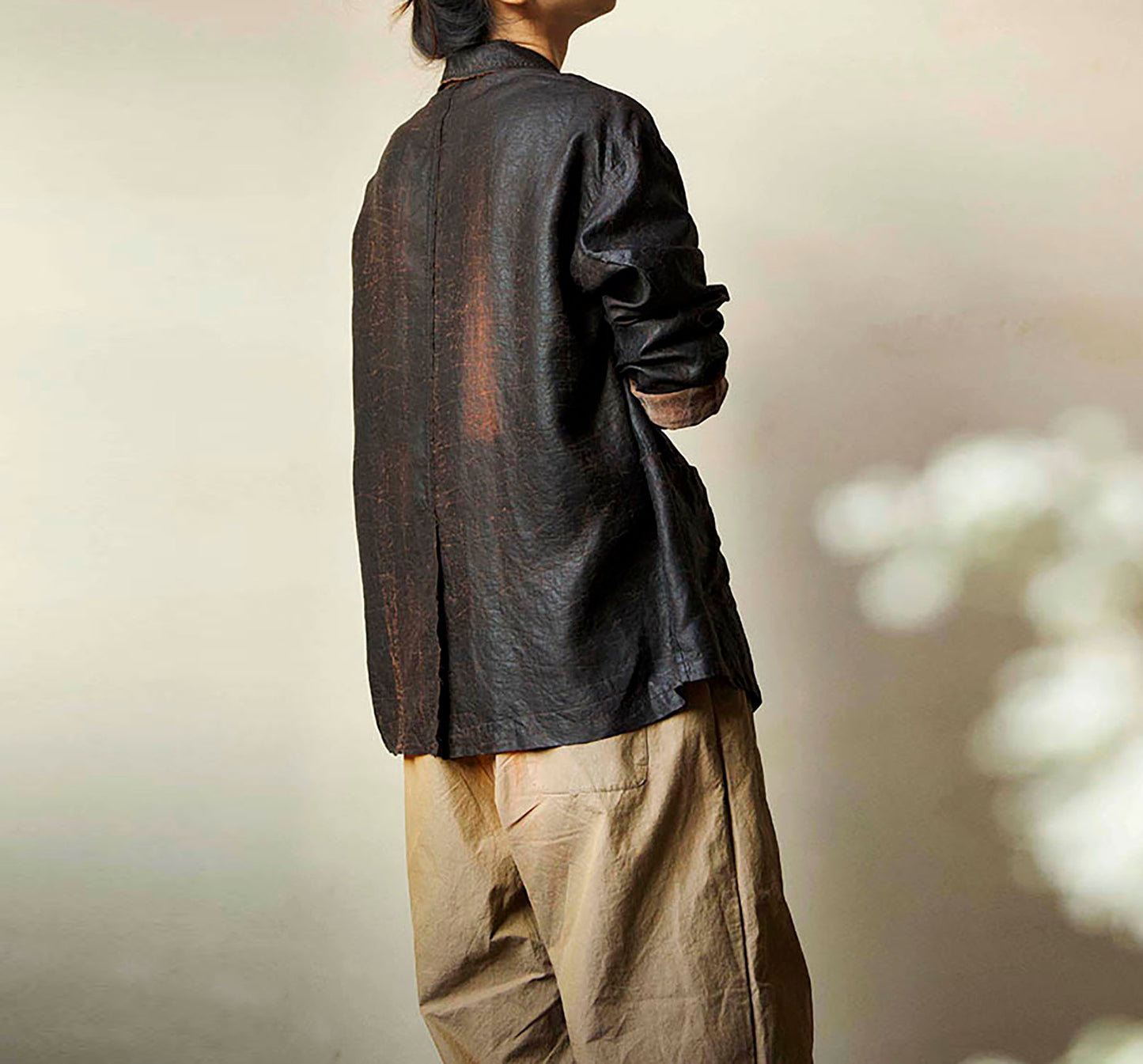 edoa Cracked Mud Silk Blazer 