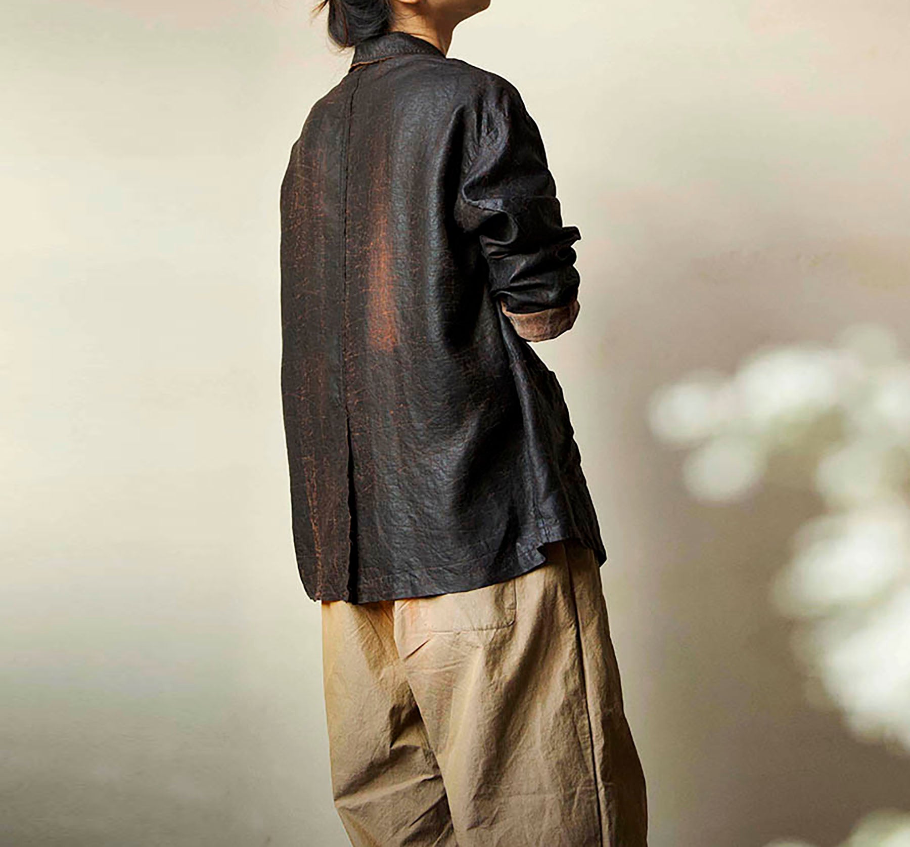 edoa Cracked Mud Silk Blazer 