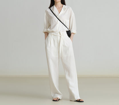 edoa Linen Wide Leg Pants