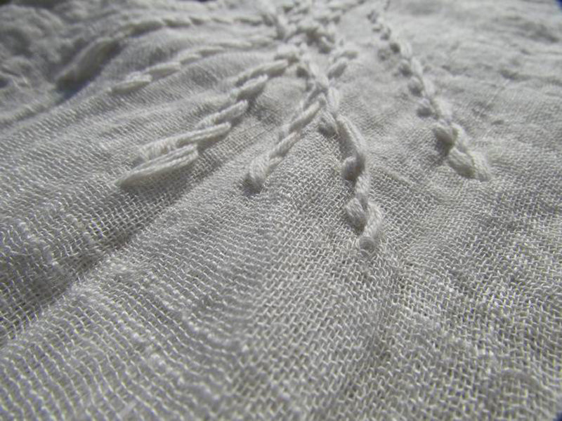 Hand Embroidered Short Sleeve White Linen Blouse bl0107 013