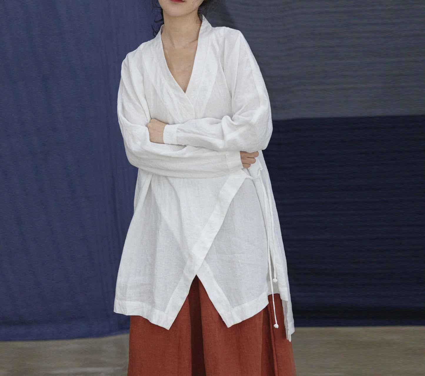 edoa Chinese Style Linen Top