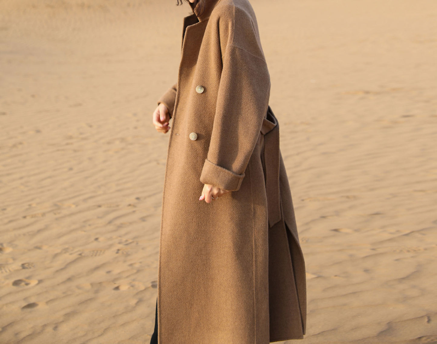 edoa Hand Stitched Double Faced Wool Coat