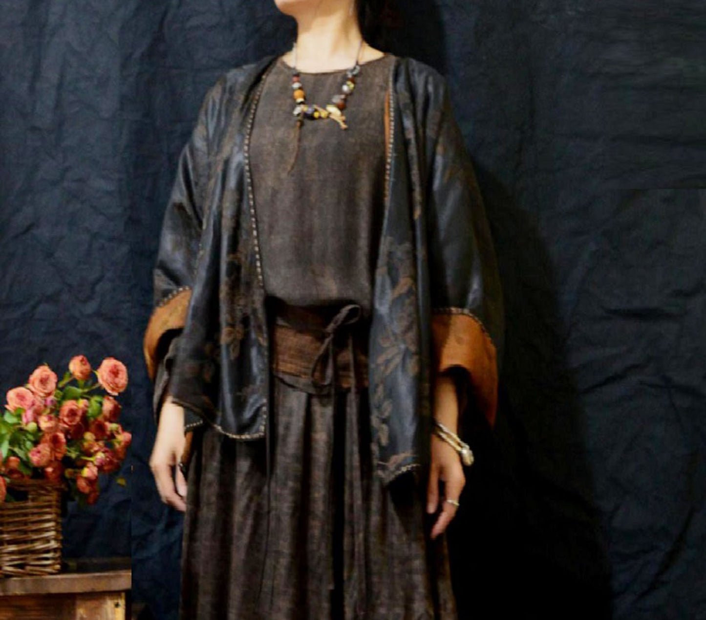 edoa Reversible Mud Silk Rayon Blend Jacquard Hanfu 