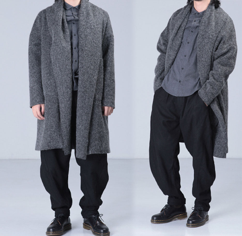 edoa Gray Knit Wool Coat
