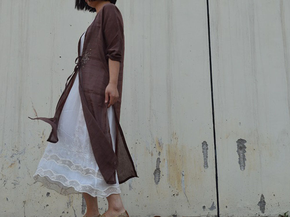 edoa Silk Linen Gauze Cardigan Jacket 