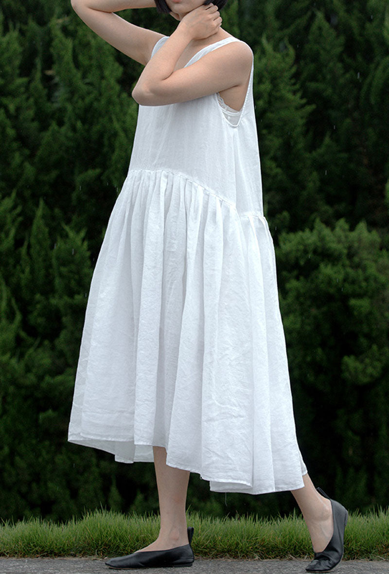 edoa Ramie Pleated Babydoll Dress 