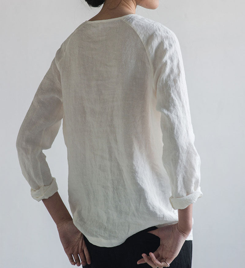 White Heavy Weight Washed Linen tee to0265 B30