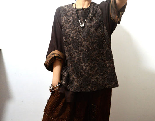 edoa Mud Noil Silk Jacquard Chinese Vest