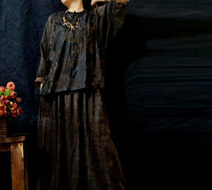 edoa Mud Silk Rayon Blend Jacquard Chinese Vest