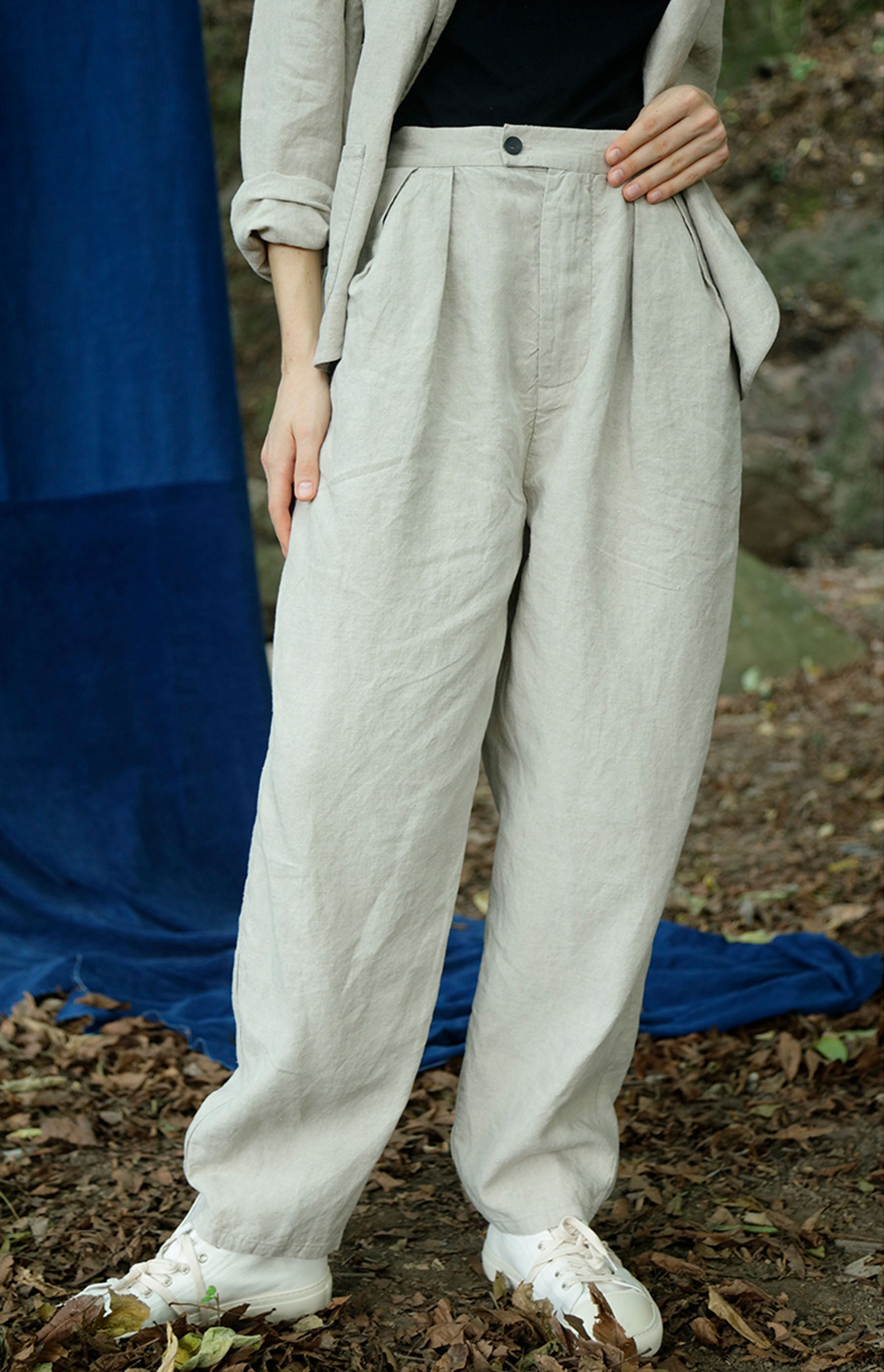 edoa 80s Tapered Flax Linen Pants