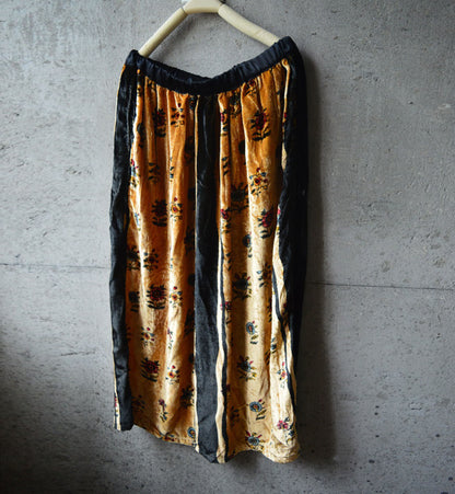 edoa Printed Silk Long Velvet Skirt 