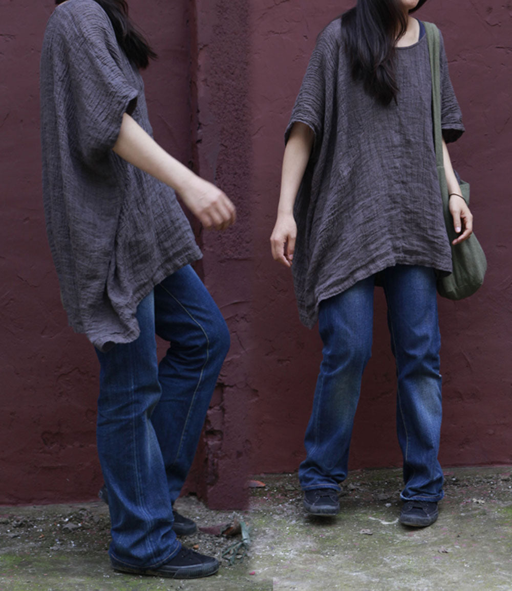 edoa Oversized Textured Linen Top