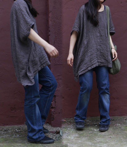 edoa Oversized Textured Linen Top