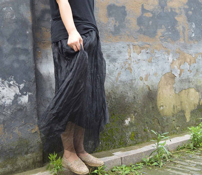 edoa Black Silk Organza Skirt 