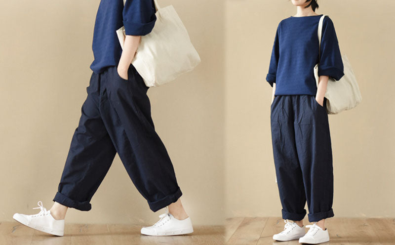 edoa Relaxed Tapered Boyfriend French Linen Pants