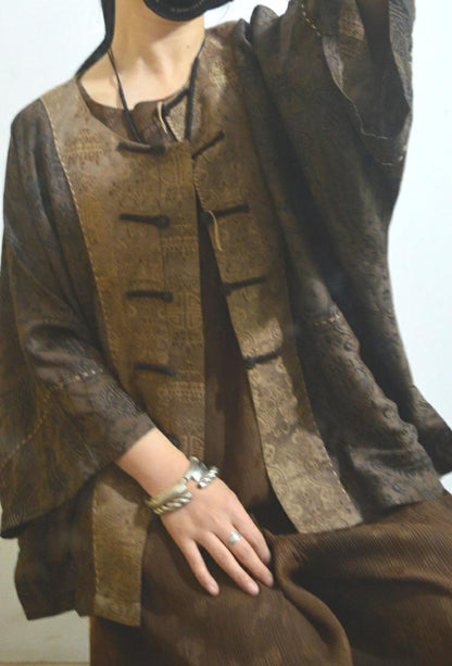 Mud Silk Cotton Blend Chinese Jacket ja0049 A763