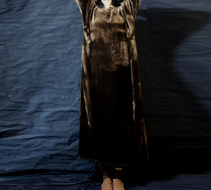 edoa Silk Velvet Long Dress