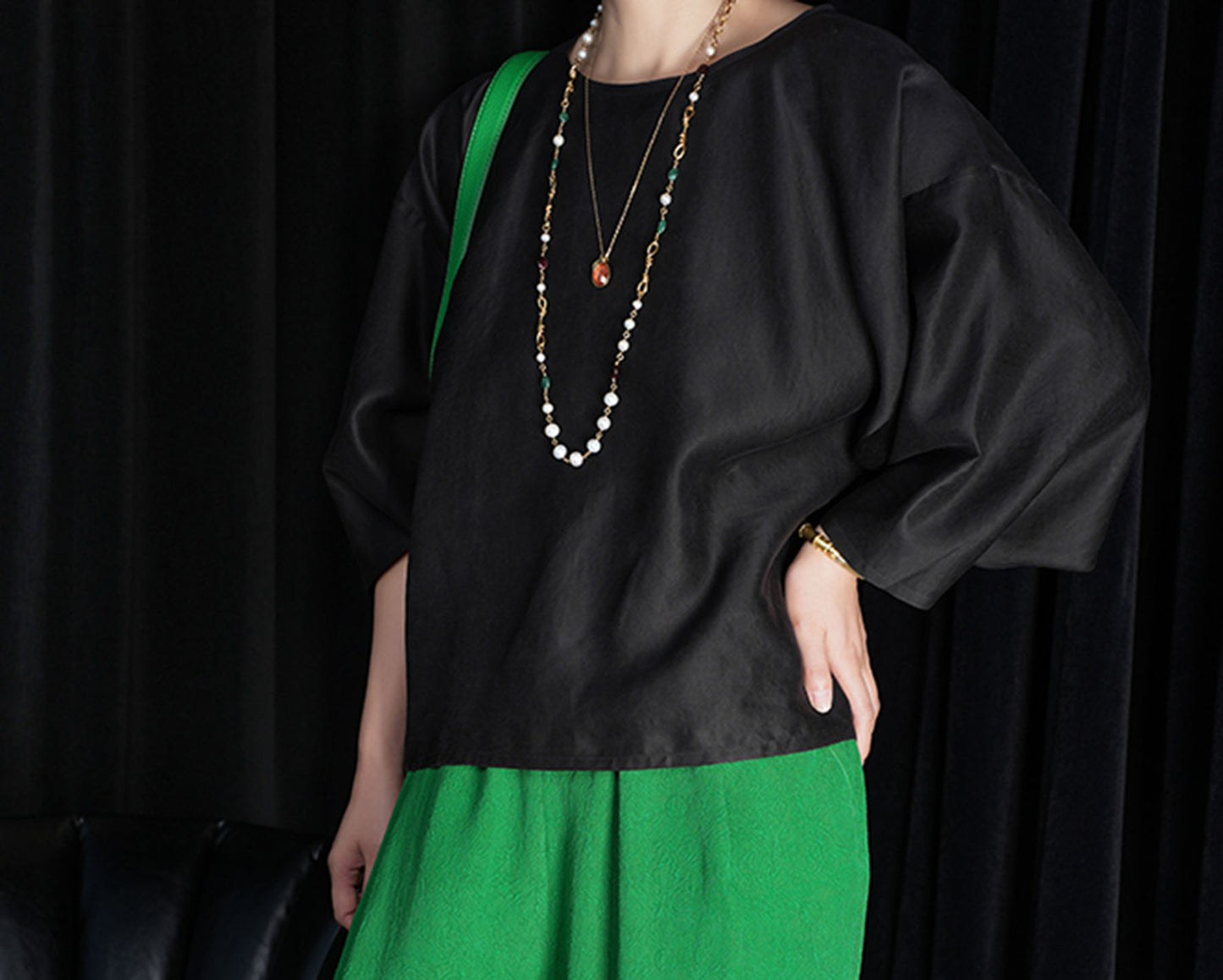 edoa Cracked Mud Silk Charmeuse Tee