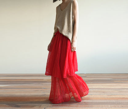 edoa Elegant Crushed Linen Gauzy Skirt