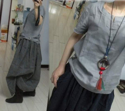 edoa boho gray linen skirt