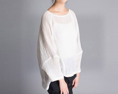 edoa Loose Fitting Crinkled Linen Shirt
